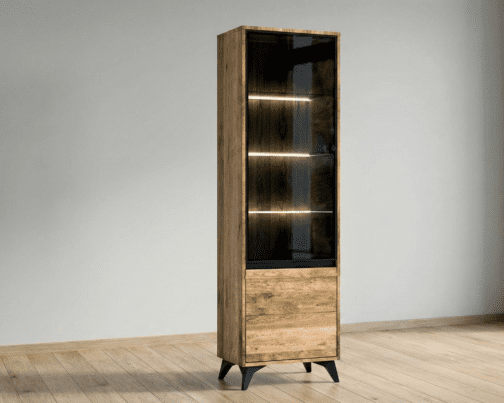 Witryna dębowa przeszklona L/P
