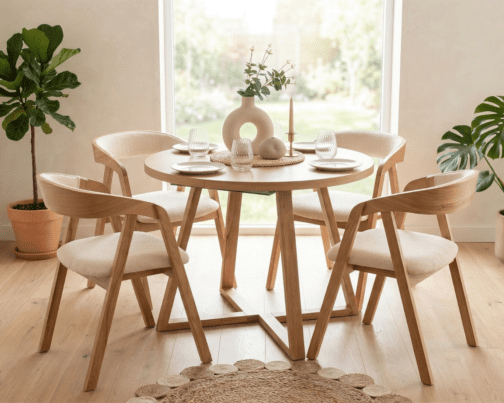 Zestaw: stół Carlo z krzesłami z podłokietnikami Carmen