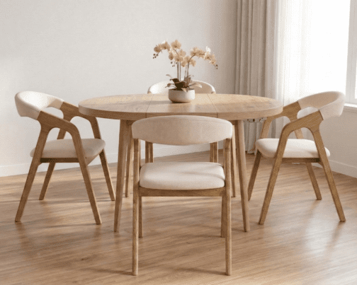 Zestaw: stół Malmo II z krzesłami z podłokietnikami Pedro