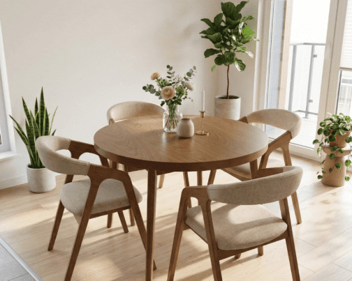 Zestaw: stół Malmo II z krzesłami z podłokietnikami Pedro