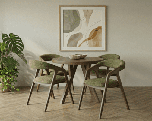 Zestaw: stół Oslo z krzesłami z podłokietnikami Pedro