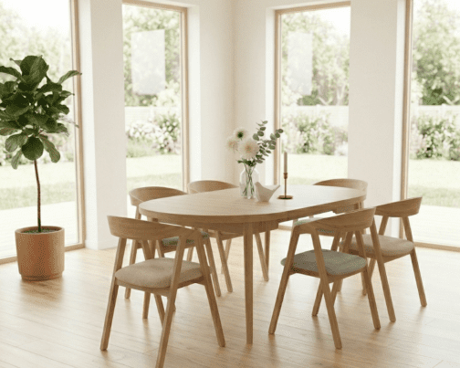 Zestaw: stół Malmo II z krzesłami z podłokietnikami Carmen